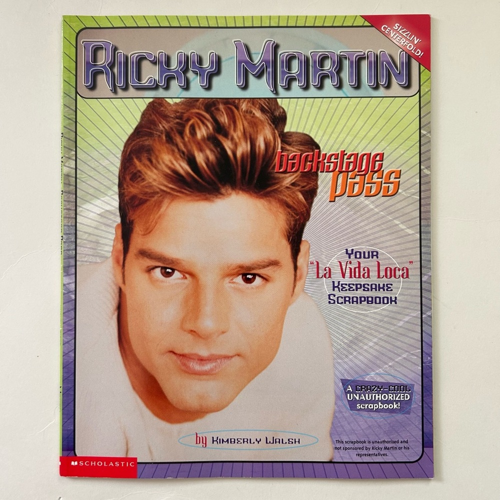 Vintage 1999 Scholastic Ricky Martin Backstage Pass Scrapbook Fan Book Vida Loca